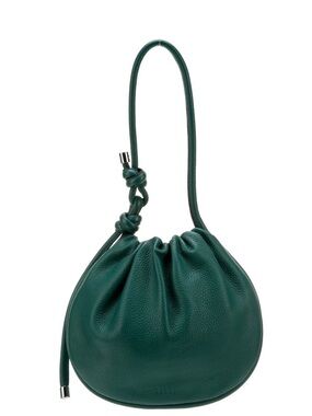 Behno Green Leather Mini Drawstring Shoulder Bag